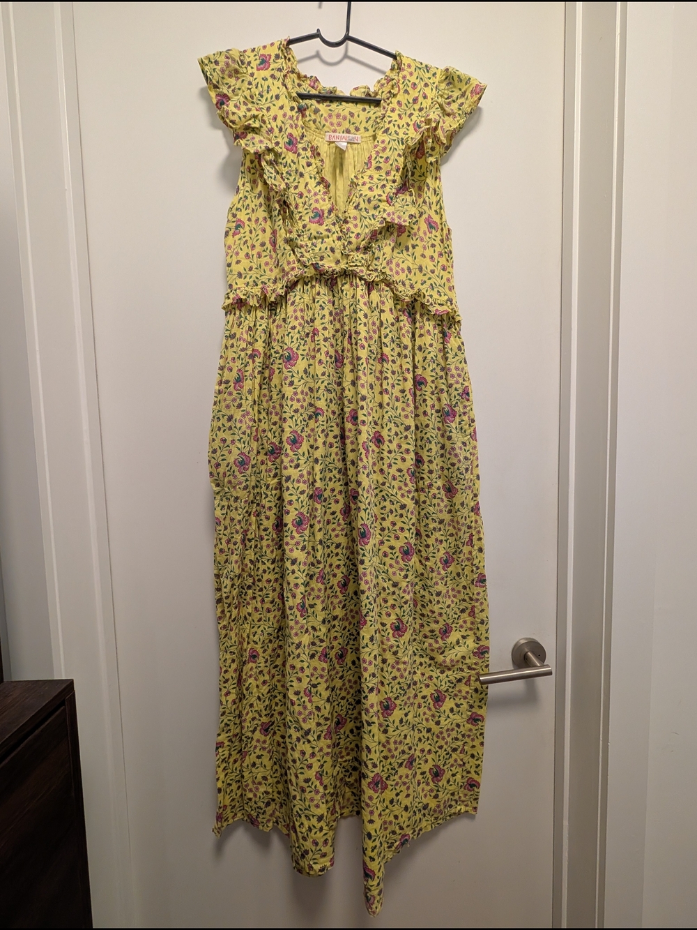 Yellow Floral Ruffle Maxi Dress
